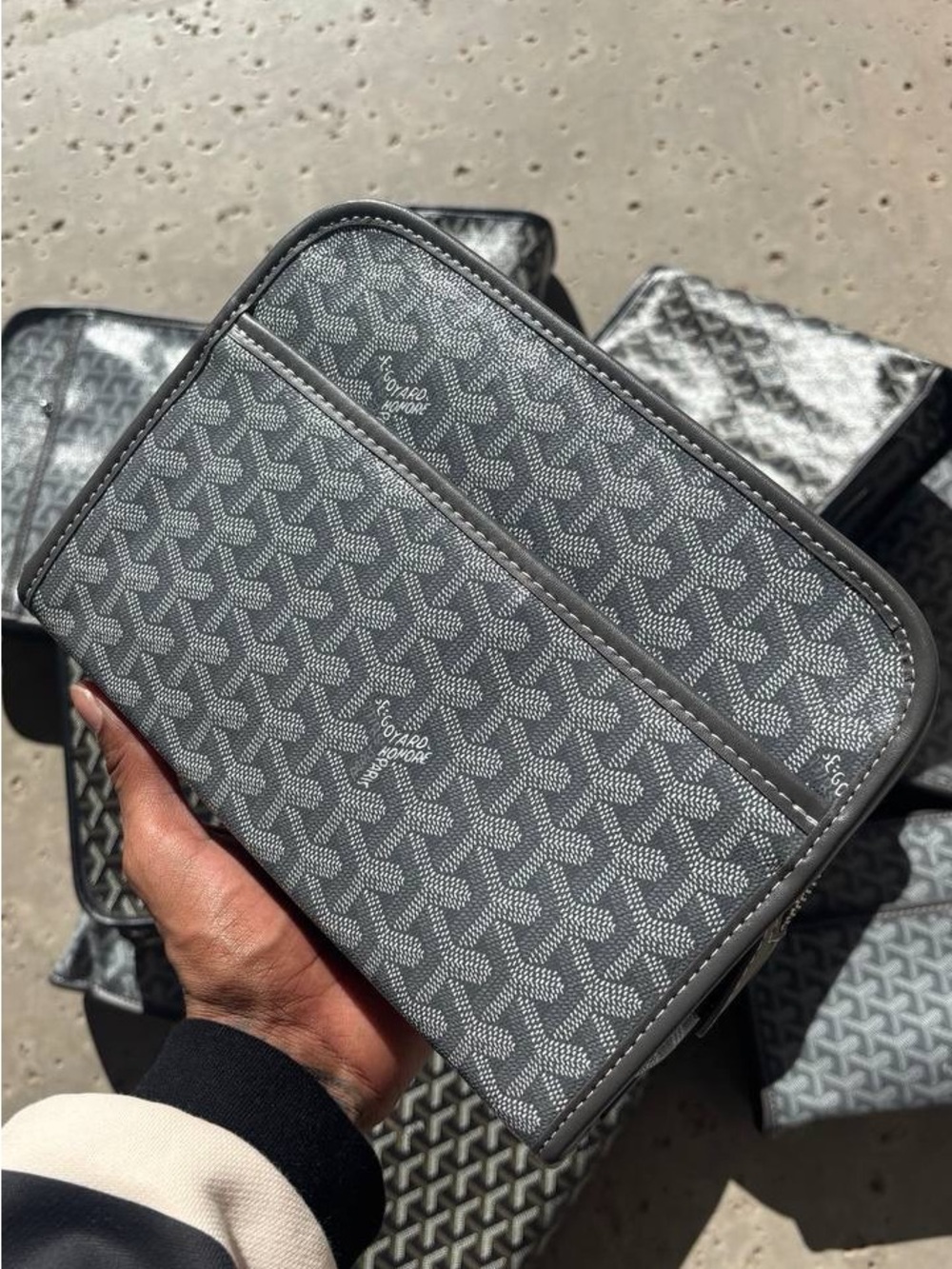 Grey Goyard Toiletry Bag